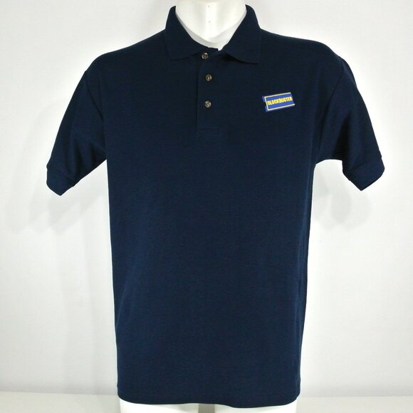 BLOCKBUSTER VIDEO Vintage Employee Uniform Polo Shirt Navy Blue NEW Size XL - Picture 2 of 6